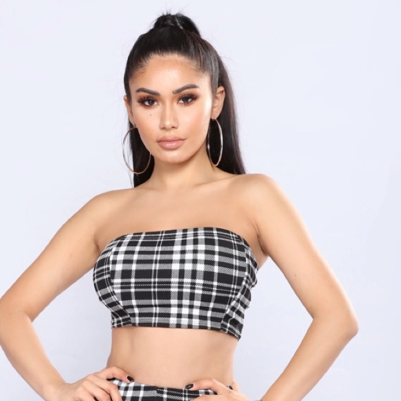 Fashion Nova Black & White Giuliana Checkered Tube Top - Picture 3 of 9
